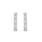 14K WHITE GOLD 1.00CT EMERALD DIAMOND LADIES EARRINGS